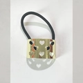 Golden heart-shaped cutout metal hair ring with black elastic ponytail holder - GA0957 Gold Hollow Heart