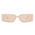 Retro square sunglasses with cream-colored frames and matching tinted lenses - Beige Frame Light Tea Lens