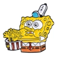 Cartoon SpongeBob enamel pin wearing chef hat and holding French fries on white background - SpongeBob Chef Style (xz2014)