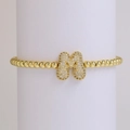 18k gold bubble bead bracelet featuring a sparkling pave zircon letter M charm - M