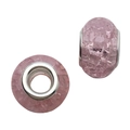 Pink large hole beads with ice crack pattern and metal core for DIY bracelets - Pink Ice Crackle Large Hole Bead