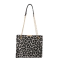 Borsa tote con stampa leopardata, catena dorata e motivo animalier nero e grigio - Stampa Leopardata Nero