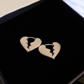 Orecchini a perno in argento a forma di cuore con design cavo minimalista da donna - Fibbia per Orecchio a Cuore Infranto Argento (31#)