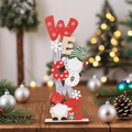 Panneau de bienvenue vertical en bois avec gnomes de Noël et chapeaux à rayures - WELCOME / Coloré
