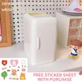 Portapenne bianco a forma di frigorifero con simpatici adesivi fai-da-te per scrivania - Portapenne Frigorifero / Con Adesivi / Bianco Sporco