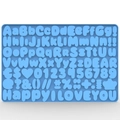 Blue silicone alphabet mold for candy and chocolate featuring letters and numbers - Holiday Alphabet