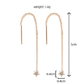 Orecchini a catenella con stella dorata, zirconi brillanti e lunghezza di 5 cm - NE1032 Stella a Cinque Punte
