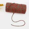 Macro detail of red and green striped cotton baker's twine spool for gift packaging - Red & Green / 100 Meters