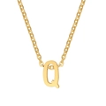Minimalist gold titanium steel necklace with a polished letter Q alphabet pendant - Letter Q / Gold
