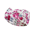 Bohemian knotted headband featuring vibrant pink rose patterns on a soft white fabric - 12# White Base Pink Rose