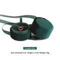 Dark green velvet round pendant box with ribbon and gold heart necklace display - Pendant Box / 5.8x5.3cm / Green