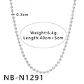Collier à billes en acier inoxydable argenté avec chaîne de 0,3 cm et fermoir mousqueton - Style de Chaîne à Perles Argentées (NB-N1291)