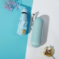 Light blue ultra-light five-fold capsule umbrella with UPF50+ storage case - Thickened Serene Blue