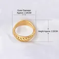 18K gold plated stainless steel hollow chain ring on elegant white silk background - US 6 / Gold