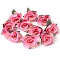 Set de cabezas de rosas artificiales rosas para accesorios de pelo de boda DIY - #22 Rosa pequeña (Pack de 10)