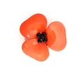 Elegant 3D acrylic camellia brooch in vibrant red with black beaded center - Pumpkin Red