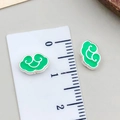 Boucles d'oreilles nuage en émail vert et argent avec règle de mesure de taille - Petit (22438)