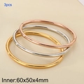 Three-piece stackable 4mm stainless steel hollow bangles in gold, silver, and rose gold - 3 Rings (KB205319-LO)