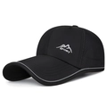 Black quick-dry sport cap with breathable side holes and mountain logo embroidery - Adjustable / Black