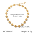 Vue détaillée du collier rose dorée montrant la longueur de 41cm et les fleurs de 1,21cm - Collier Fleur de Rose (HC-N40697)