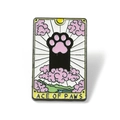 Pin's en émail style tarot motif Ace of Paws avec patte de chat et nuage rose - Tarot Ace of Paws