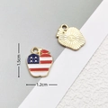 Front and back detail of 1.5cm apple-shaped pendant with US flag enamel pattern - 2817 Apple
