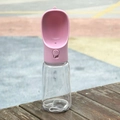 Pink portable pet water bottle with drinking trough and wrist strap for outdoor dogs - 550ml-With Lock / Pink