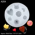 White silicone DIY mold with mixed heart and floral patterns for baking and crafts - 2# (Heart/Spiral) / Clear