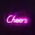 Pink LED Cheers neon sign with transparent acrylic backboard for festive party decoration - Hanging Style (With Chain) / Pink