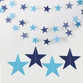 Blue and dark blue paper star garland decorations for birthday party celebration backdrop - 4 Meters / Dark Blue Light Blue Stars