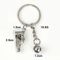 Silver metal keychain featuring a 3D soccer ball and sneaker charm pendants - Soccer Shoe with Chain Style
