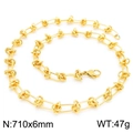 Industriële goudkleurige roestvrijstalen schakelketting met knoop, lengte 710mm - 71CM / Gouden Ketting (KN228599-Z) / Goud