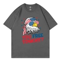 Dark grey cotton T-shirt with patriotic eagle print and 'You Free Tonight?' slogan - XS / Dark Grey Eagle Style