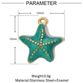 Vue détaillée du pendentif étoile de mer en émail vert 14mm en acier inoxydable poli - VG775-Étoile de Mer en Émail Vert