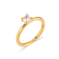 Adjustable 18K gold plated ring featuring a square-cut sparkling zircon gemstone - Open Small Square Zirconia Ring - Gold White