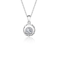 Elegant S925 sterling silver necklace with D color moissanite pendant in round cut - Circular Surrounding Drilling Design (fddz-002) / White Gold
