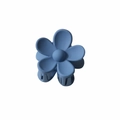 Matte Morandi blue flower hair claw clip with five petals for elegant hairstyling - 3.5cm / Matte Navy Blue