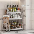 Three-layer stainless steel kitchen organizer with knife holder and hooks, 40x22.5x63cm size - Triple Layer 40cm + Knife Rack + Board Rack + Chopstick Tube + Hooks