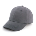 Top-down view of gray cotton kids baseball cap showing six-panel structure and vent holes - Dark Gray