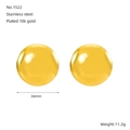 Detalles de pendientes de cúpula de 34mm en acero inoxidable pulido con baño de oro 18k - Acero Inoxidable Chapado en Oro de 18K / 34mm / Dorado