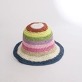 Colorful striped crochet bucket hat with vibrant stripes and boho handmade style - M / Colorful Small Bucket Hat-Navy Blue