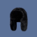 Winter faux fur trapper hat in black featuring plush ear flaps for outdoor warmth - One Size / Black