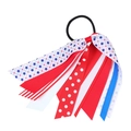 Kids hair scrunchie with American flag stars and stripes ribbon ties in red white and blue - Style 3