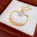 Bracciale regolabile placcato oro con sei pietre a cuore rosa e zirconi bianchi lucidi - 6# Cuore in Zircone Oro-Rosa