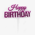 Metallic magenta Happy Birthday cake topper with elegant gold foil lettering finish - No.3 Rose Red