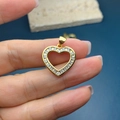 Élégant pendentif cœur doré pour femme orné de cristaux de strass brillants et chic - Blanc
