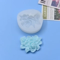 DIY rose flower silicone mold and light blue finished resin craft on blue background - Rose Style 2 (31-2) / 31-2 / White