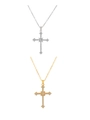 Ensemble de colliers pendentif croix en finitions or et argent avec pierres zircon - Ensemble 2 Pièces Or et Argent