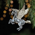 Ornamento natalizio a forma di unicorno con glitter dorati in acrilico trasparente - Unicorno Tipo A