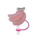 Sparkling pink rhinestone banana straw topper cover with silicone ring for 10mm straws - Pink Rhinestone Banana